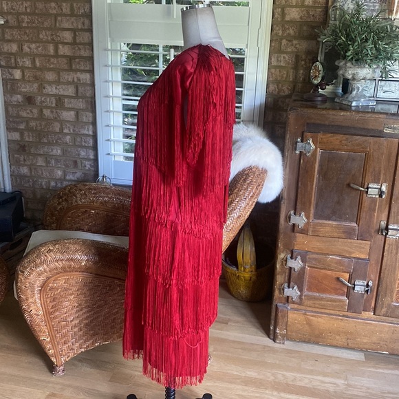 CHERYL KAYE MADE IN USA RED FLAPPER DRESS VINTAGE 16 PLUS - Picture 3 of 7